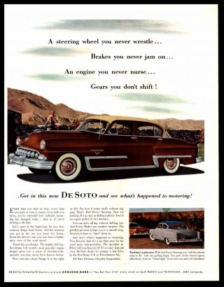 1953 " Desoto Firedome V - 8 " Classic Car Vintage Print Ad