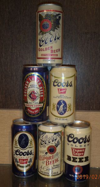 6 Different Cans Of Coors Historical Series Aluminum Flat Top Beer Cans Colorado