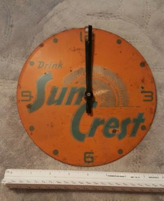 Rare Vintage Drink Sun Crest Soda Clock (not) 7 - 5/8 " Soda Pop Collectibl