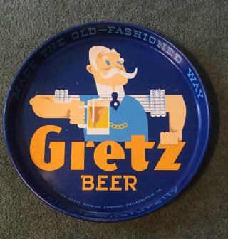Gretz Beer Tray 1950’s Made The Old Fashioned Way Philadelphia Pa
