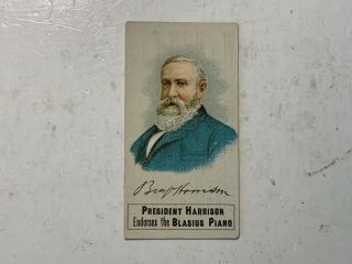 President Benjamin Harrison Endorses The Blasius Piano,  York,  Pa Trade Card