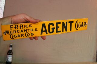 F - R - RICE MERCANTILE CIGAR CO ' S AGENT PORCELAIN METAL SIGN GENERAL STORE TOBACCO 2