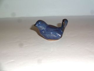 Miniature Small Pottery Blue Bird Figurine Estate Find