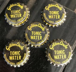 Set Of 5 X Golden Circle Tonic Water Vintage Soda Soft Drink Bottle Caps Rare