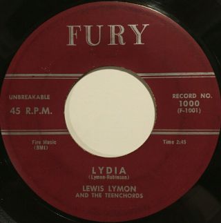 LEWIS LYMON / TEENCHORDS - I ' m So Happy / Lydia - Fury 1000 VG, 2