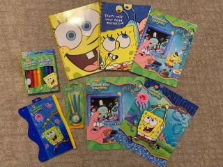 Vintage Nickelodeon Spongebob School Supplies,  Rare 2001,  Folders,  Notebooks
