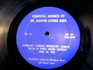 Dr.  Martin Luther King Ultra Rare Lp Davenport Iowa 1965 Private Press Catholic