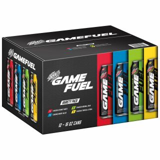 Mtn Dew Amp Game Fuel,  4 Flavor Variety Pack,  16 Ounce,  12 Cans