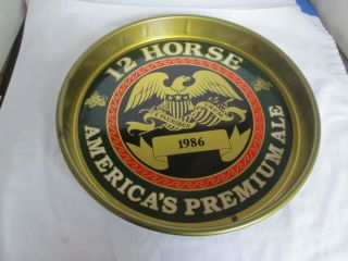 Rare Vintage Genesee 12 Horse Ale 1986 Metal Beer Tray With Eagle