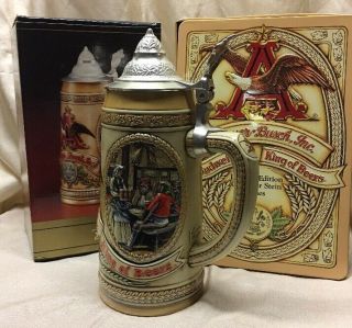 Anheuser - Busch Budweiser Lidded Stein Limited Edition W/collector Tin Le - 4