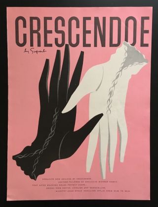 1950 Crescendoe By Black White Gloves Rare Accessories Vintage Print Ad