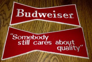 2 Different Large Vintage Budweiser Beer Employees Back Collector Patches Nos