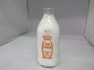 Mill Hall Milk Products 1 Quart Pa Clear Glass Milk Bottle G - 208