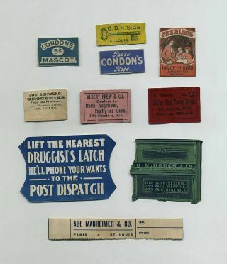 (10) Vintage Advertising Labels St Louis Mo Missouri Shot Tower Etc Wz5199