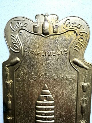 Coca Cola Antique Brass Door Push Sign Compliments of The Coca - Cola Company 1901 4