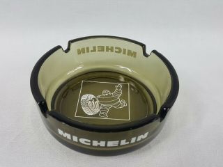 Vintage Michelin Tire Glass Ash Tray Michelin Man Smoke