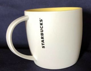 Starbucks 2011 Coffee Mug 16 Oz Off White And Yellow Inside
