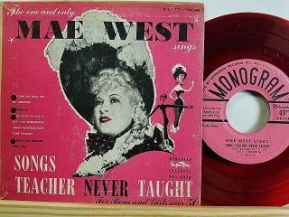 Mae West Songs Teacher Never Taught Monogram Mep - 111 Red Wax Strong Vg Degritter