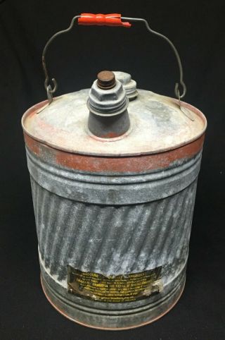 Vintage 5 Gallon Galvanized Gas Can