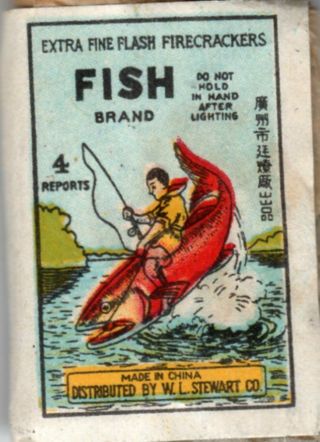 Fish Brand Penny Pack Firecracker Label Complete With Glassine