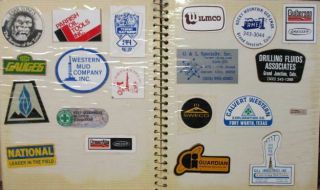 Album Of Old Oil Well Drilling,  Service Company Hard Hat Stickers