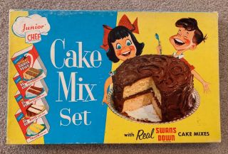 Vintage Swans Down Cake Kids Baking Set Baker Fifties Retro Toy Decor Kitsch 50s