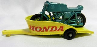 Vtg 1960s Miniature Diecast Toy Lesney Matchbox Honda Motorcycle Bike Trailer 38