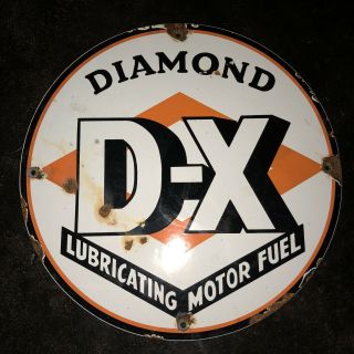 Vintage Diamond D - X Gasoline & Oil Porcelain Sign