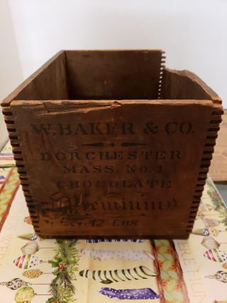 Antique Walter Baker & Co Chocolate 12lb Wood Box 1900 Paris Expo Gold Medal