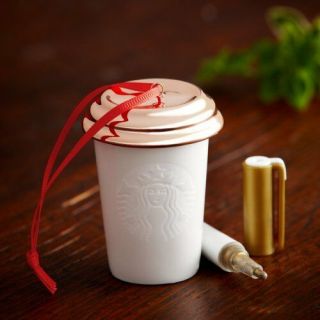 Starbucks Christmas 2013 Create Your Own To - Go Cup W/gold Lid Ornament 11030544