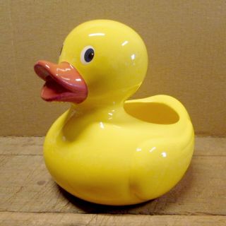 Giant Sized Rubber Duck,  Ceramic Planter By Teleflora,  8 " Tall,