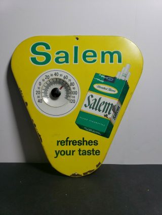 Vintage Metal Salem Cigarette Advertising Sign Thermometer 10 " By 11 "