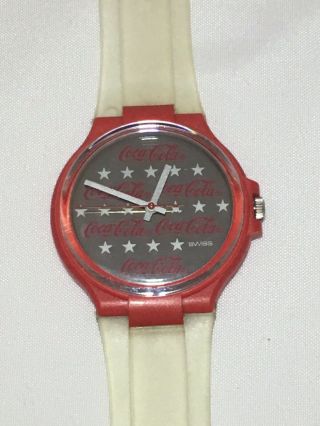 Vintage 1980s Swatch Coca - Cola Watch Mr104 “new Logo” With Battery