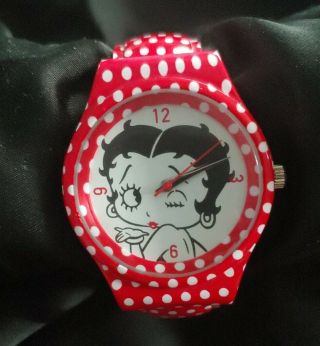 Analog Bangle Watch Betty Boop Red And White Polka Dots