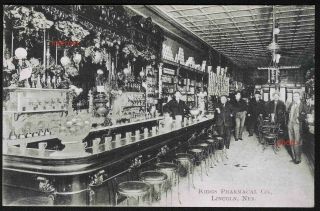 Antique Postcard,  Riggs Pharmacal Co. ,  Drug Store,  Soda Fountain,  Lincoln,  Nebraska