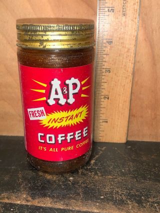 Vintage A&p Coffee Jar 2oz Instant Coffee.  It’s All Pure Coffee
