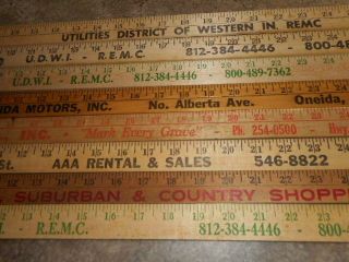 8 Vintage Advertising Yardsticks 1/4 " From In & Tn