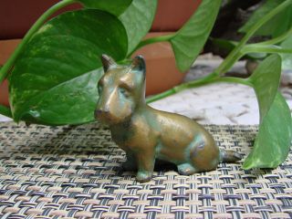 Vintage Miniature Solid Brass Metal Scottie Terrier Dog Figurine 1 7/8 " T St1