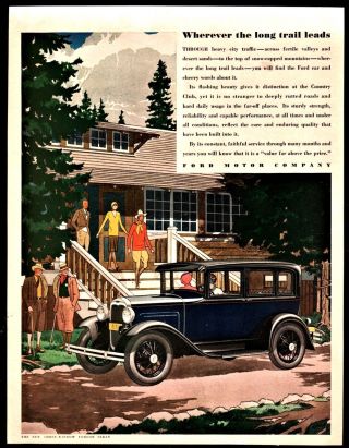 1930 Ford Three - Window Sedan Antique Car Ad