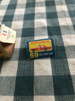 Matchbox Cars - Made By Lesney In England 59 Ford Galaxie Fire Chief Car