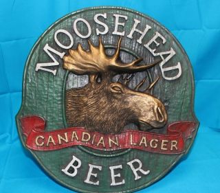 Vintage 1978 Moosehead Canadian Lager Beer 3 - D Bar Sign,  Faux Wood