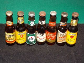 7 Different 4 1/4 " Miniature Beer Bottles