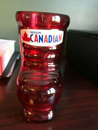 Molson Canadian Skate Boot Large Glass Beer Mug