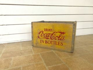 Vintage Coca Cola Yellow Wood Crate