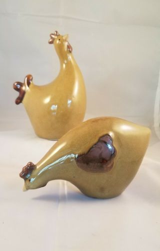 Set Of Glazed Ceramic Chickens