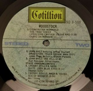 Woodstock Festival - 3 Vinyl Album LP Record Set - Cotillion - SD 3 - 500 - Jimi Hendrix 4