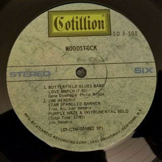 Woodstock Festival - 3 Vinyl Album LP Record Set - Cotillion - SD 3 - 500 - Jimi Hendrix 8