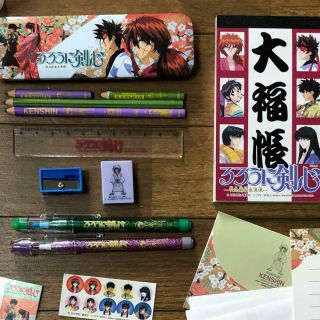 Rurouni Kenshin Stationery Set & Key Ring Japanese Anime Pencil Card Case D5
