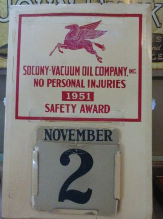 Socony - Vacuum Oil Company,  Inc.  No Personl Injuries 1951 Safety Award Calander