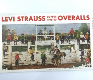 Advertising Ink Blotter Trade Card Levi Strauss Ggie World Fair Rodeo 1939 Vtg